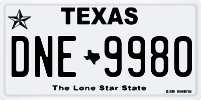 TX license plate DNE9980