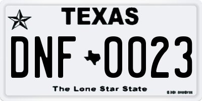 TX license plate DNF0023