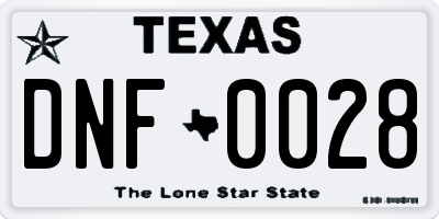 TX license plate DNF0028