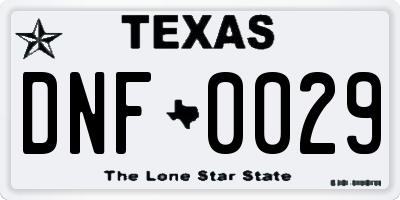 TX license plate DNF0029