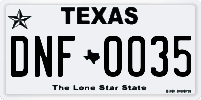 TX license plate DNF0035