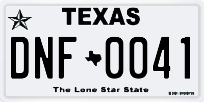 TX license plate DNF0041