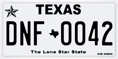 TX license plate DNF0042