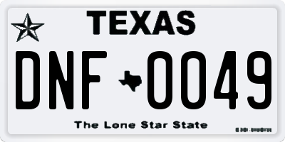 TX license plate DNF0049