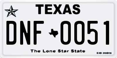 TX license plate DNF0051