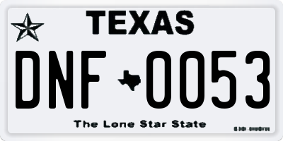 TX license plate DNF0053