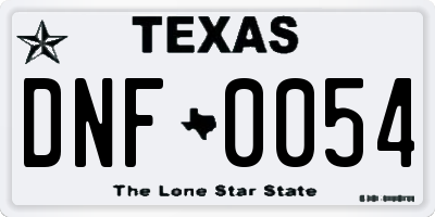 TX license plate DNF0054