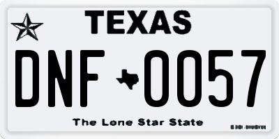 TX license plate DNF0057