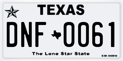 TX license plate DNF0061