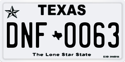 TX license plate DNF0063