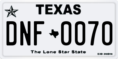 TX license plate DNF0070