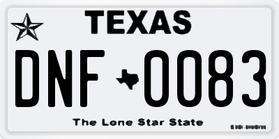TX license plate DNF0083