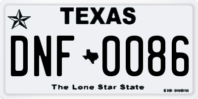 TX license plate DNF0086