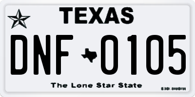 TX license plate DNF0105