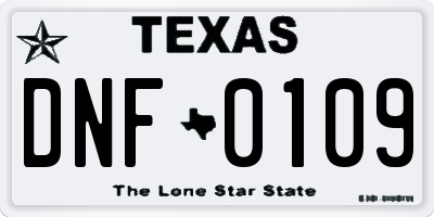 TX license plate DNF0109