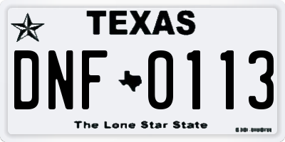 TX license plate DNF0113