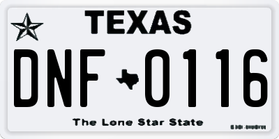 TX license plate DNF0116