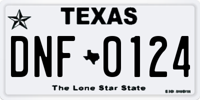 TX license plate DNF0124