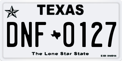 TX license plate DNF0127