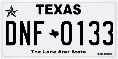 TX license plate DNF0133