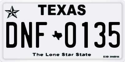 TX license plate DNF0135