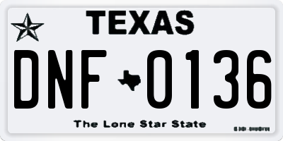 TX license plate DNF0136