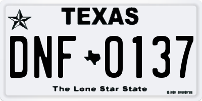 TX license plate DNF0137