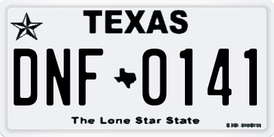 TX license plate DNF0141