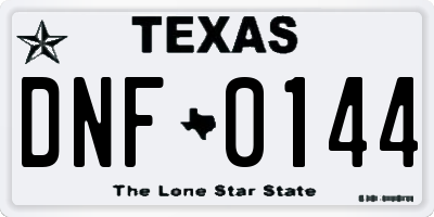 TX license plate DNF0144