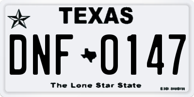 TX license plate DNF0147