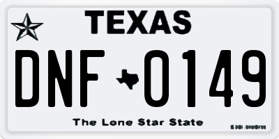 TX license plate DNF0149