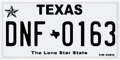 TX license plate DNF0163
