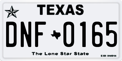 TX license plate DNF0165