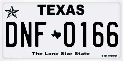 TX license plate DNF0166