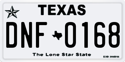 TX license plate DNF0168