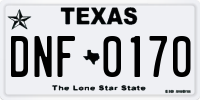 TX license plate DNF0170