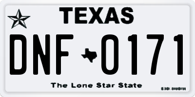 TX license plate DNF0171
