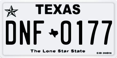 TX license plate DNF0177