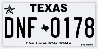 TX license plate DNF0178