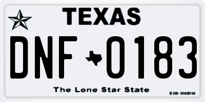 TX license plate DNF0183