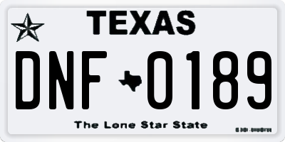 TX license plate DNF0189