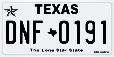 TX license plate DNF0191