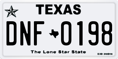 TX license plate DNF0198