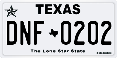 TX license plate DNF0202