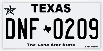 TX license plate DNF0209