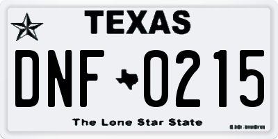 TX license plate DNF0215