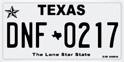 TX license plate DNF0217