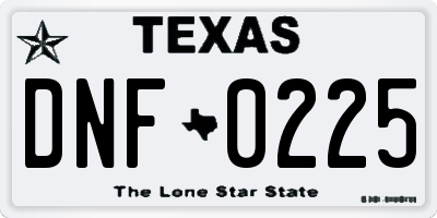 TX license plate DNF0225