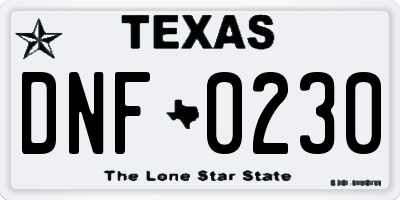 TX license plate DNF0230
