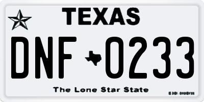 TX license plate DNF0233